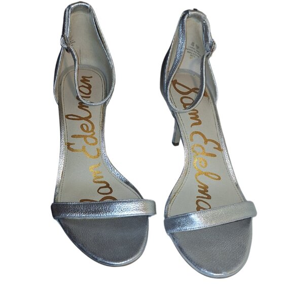 Sam Edelman Metallic Silver Ankle Strap Sandal with Heel Size 10 – Bridal - Picture 3 of 9
